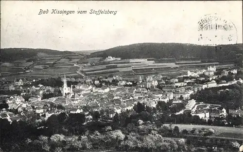 Ak Bad Kissingen Unterfranken Bayern, Gesamtansicht vom Staffelsberg