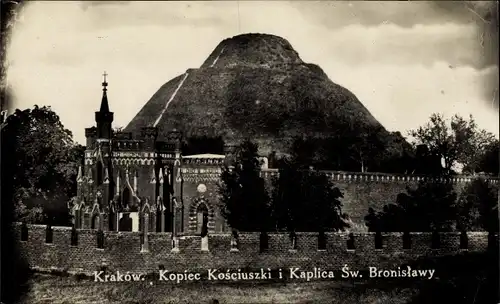 Ak Kraków Krakau Polen, Kopiec Kosciuszki i Kaplica Swietego Bronislawy