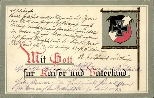 Wappen Ak Mit Gott für Kaiser und Vaterland, Kaiserreich Propaganda 1914