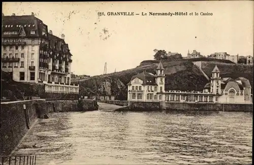 Ak Granville Manche, Le Normandy Hotel et le Casino