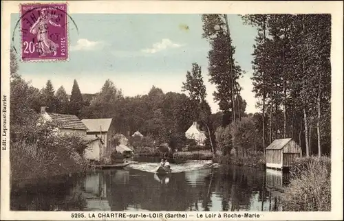 Ak La Chartre sur Loir Sarthe, Le Loir a Roche Marie