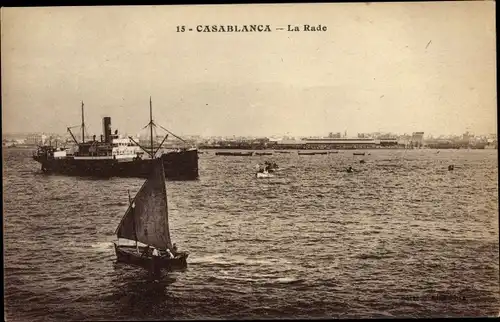 Ak Casablanca Marokko, La Rade, Dampfer, Selker