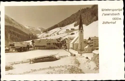 Ak Lanersbach Tux im Zillertal in Tirol, Winteridyll, Teilansicht, Kirche