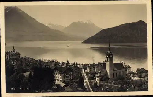 Ak Vitznau Kanton Luzern, Panorama vom Ort