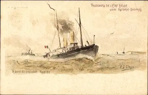 Ganzsachen Litho Fährschiff Rapide, Linie Ostende Dover