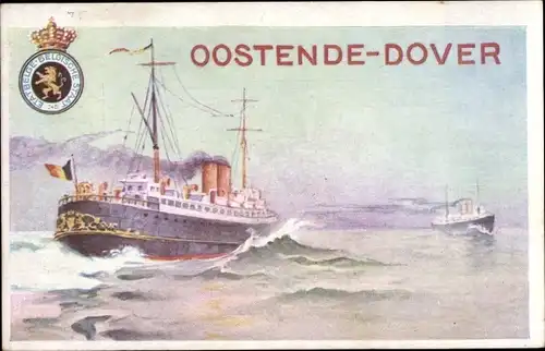 Ganzsachen Ak Belgien, Fährschiff, Linie Ostende Dover