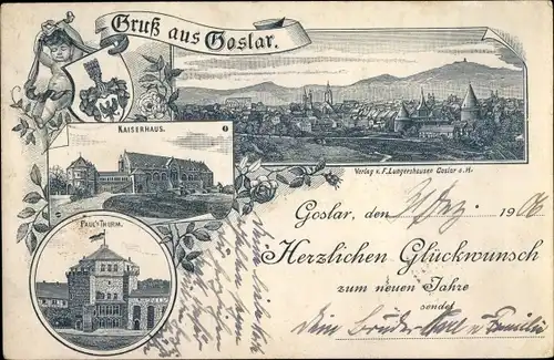 Litho Goslar in Niedersachsen, Paul's Turm, Kaiserhaus