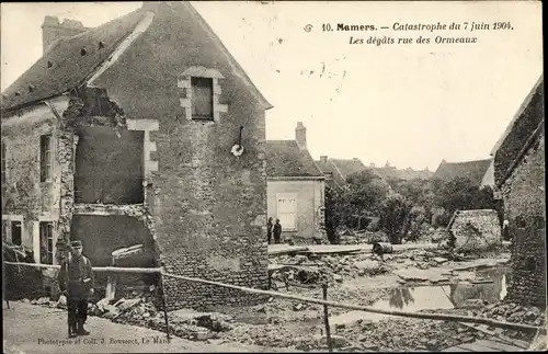 Ak Mamers Sarthe, Catastrophe du 7 Juin 1904, les degats rue des Ormeaux, Hochwasser