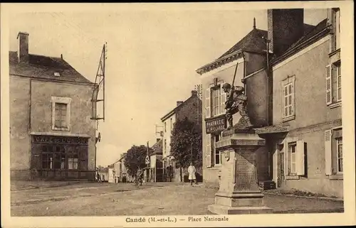 Ak Cande Maine et Loire, Place Nationale, Monument