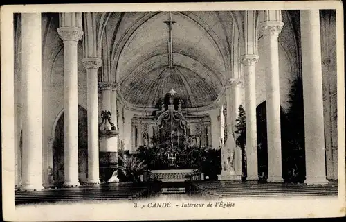 Ak Cande Maine et Loire, Kircheninneres
