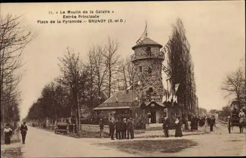 Ak Brunoy Essonne, Le Moulin de la Galette, Entree Principale, Place de la Pyramide