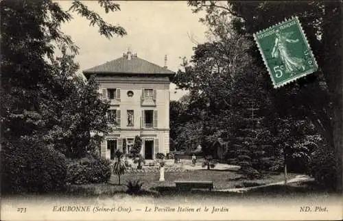 Ak Eaubonne Val d’Oise, Le Pavillon Italien et le Jardin