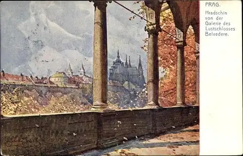 Künstler Ak Praha Prag, Hradschin von der Galerie des Lustschlosses Belvedere