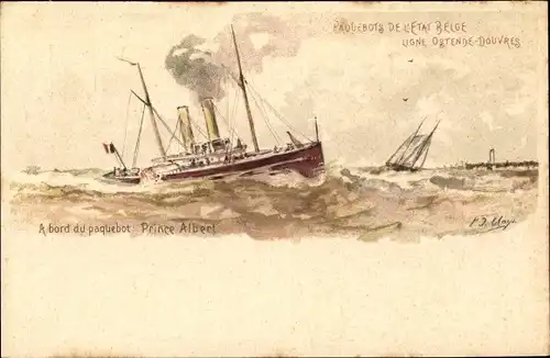 Ganzsachen Litho Fährschiff Prince Albert, Linie Ostende Dover