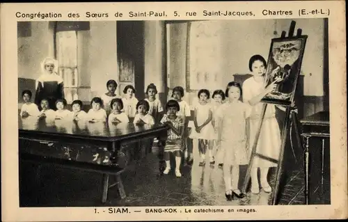 Ak Bangkok Thailand, Le catechisme, des eleves, Congregation des Soeurs de Saint Paul de Chartres