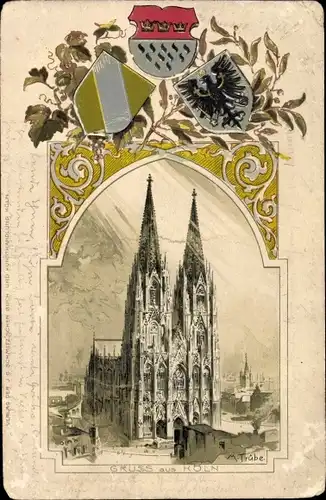 Präge Wappen Künstler Litho Trübe, M., Köln am Rhein, Dom