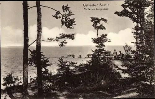 Ak Ostseebad Bansin Heringsdorf auf Usedom, Langenberg, Waldpartie