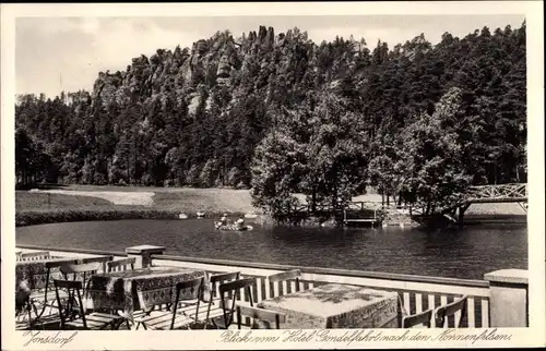 Ak Jonsdorf in Sachsen, Hotel Gondelfahrt, Nonnenfelsen