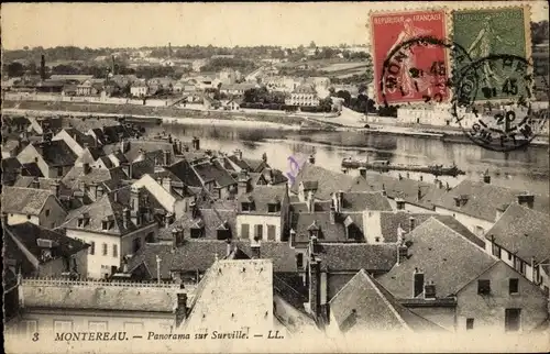 Ak Montereau Seine et Marne, Panorama sur Surville