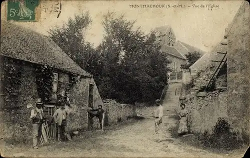 Ak Montmachoux Seine et Marne, Vue de l'Eglise