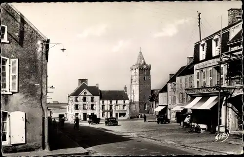 Ak Port Bail Manche, La Place de l'Eglise et l'Hotel d'Angeleterre