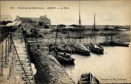 Ak Goury Auderville Manche, Le Port, Hafenpartie