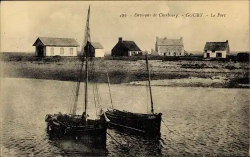 Ak Goury Auderville Manche, Le Port, Segelschiffe