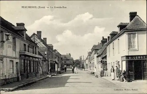 Ak Beaumesnil Eure, La Grande Rue