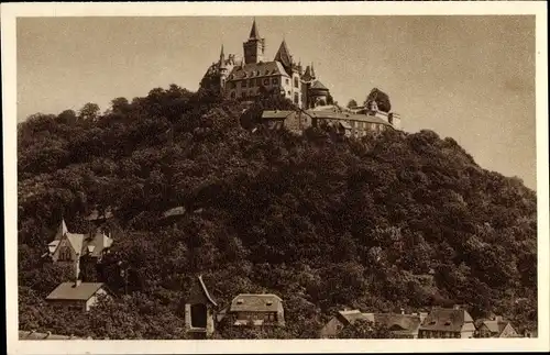 Ak Wernigerode am Harz, Panorama mit Schloss