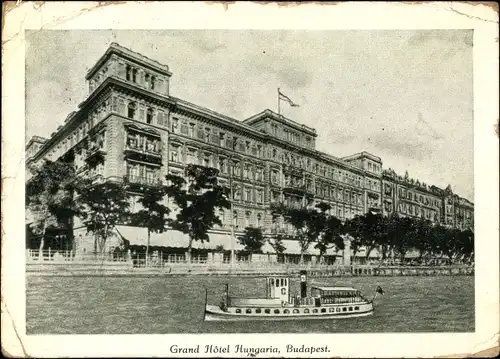 Ak Budapest Ungarn, Grand Hotel Hungaria, Dampfer