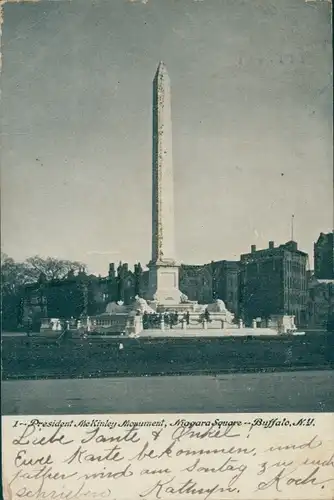 Glitzer Ak Buffalo New York USA, President McKinley Monument, Niagara Square
