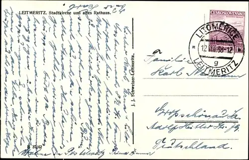 Ak Litoměřice Leitmeritz Region Aussig, Stadtkirche und altes Rathaus