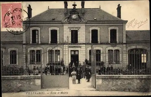 Ak Villebarou Loir et Cher, École et Mairie