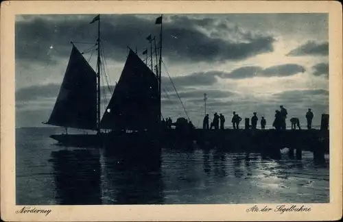 Ak Norderney in Ostfriesland, An der Segelbuhne, Abendstimmung