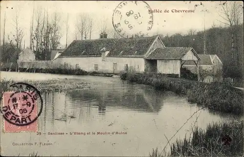 Ak Senlisse Yvelines, L'Etang et le Moulin d'Auine