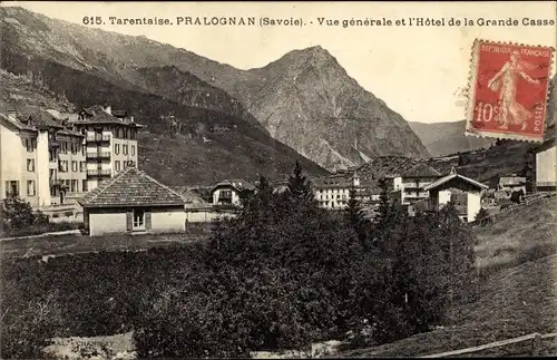 Ak Tarentaise Pralognan Savoie, Vue générale et l'Hôtel de la Grande Casse