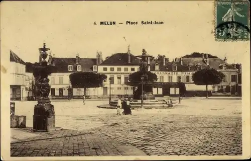 Ak Melun Seine et Marne, Place Saint Jean