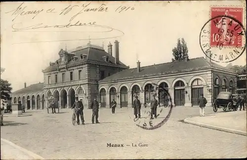 Ak Meaux Seine-et-Marne, La Gare