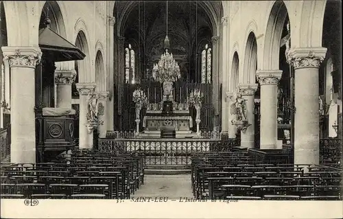 Ak St Leu Val d'Oise, L'Interieur de l'Eglise