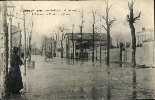 Ak Gennevilliers Hauts-de-Seine, Inondation 1910, L'Avenue du Pont de St Ouen