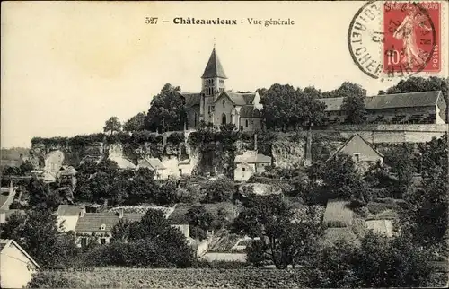 Ak Châteauvieux Loir-et-Cher, Gesamtansicht