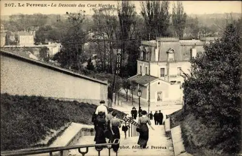 Ak Perreux Val de Marne, La Descente des Cent Marches