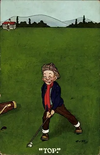 Künstler Ak Top, Golfer auf dem Golfplatz