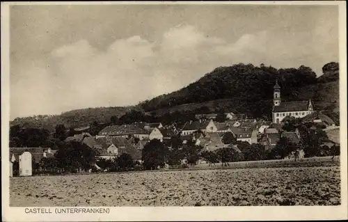 Ak Castell Unterfranken, Teilansicht mit Kirche