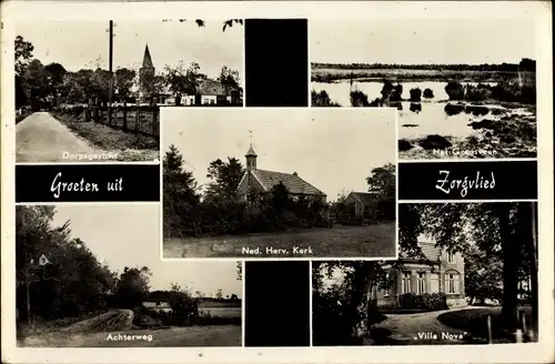 Ak Zorgvlied Drenthe, Ned. Herv. Kerk, Dorpsgezicht, Achterweg, Vila Nova, Grensveen