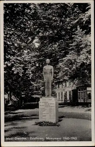 Ak Zuidlaren Drenthe Niederlande, Monument 1940-1945