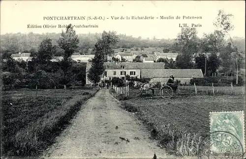 Ak Pontchartain Yvelines, Vue de la Richarderie, Moulin de Potenson