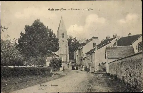 Ak Maisoncelles en Brie Seine et Marne, Panorame et l'Eglise