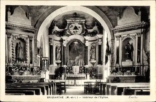 Ak Brissarthe Maine et Loire, Intérieur de l'Église