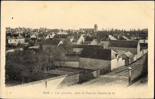 Ak Mer Loir et Cher, Vue générale, prise du Pont du Chemin de fer